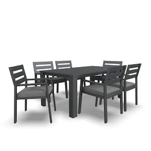 Grayton 7-Piece Aluminum Gray Outdoor Dining Set (Includes Table and 6 Chairs with Cushions)