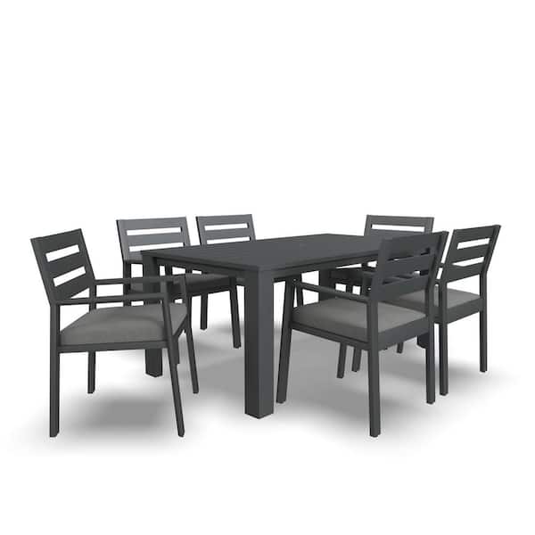 HOMESTYLES Grayton 7-Piece Aluminum Gray Outdoor Dining Set (Includes Table and 6 Chairs with Cushions)