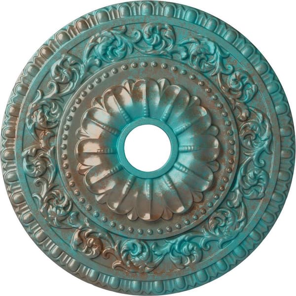 Ekena Millwork 2-1/8 in. x 23-1/2 in. x 23-1/2 in. Polyurethane Vaduz Ceiling Medallion, Copper Green Patina