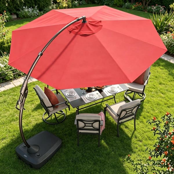 cantilever tilt patio umbrella Stepless No more moving heavy umbrellas Crestlive Products 10-ft Aluminum Black