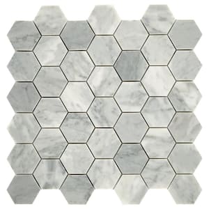 Restore Mist Honed 4 in. x 4 in. Marble Mosaic Sample Tile
