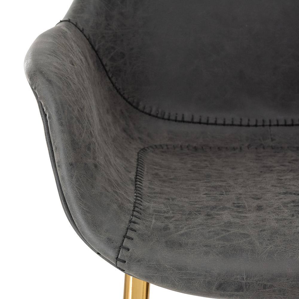 Charcoal Black Metal Arm Chair with Modern Design