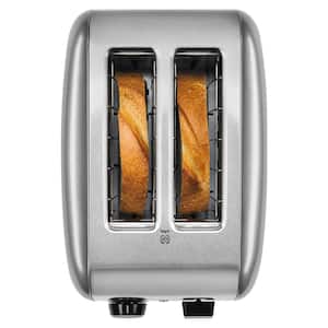 2-Slice Silver Wide Slot Toaster with Crumb Tray and Shade Control Settings