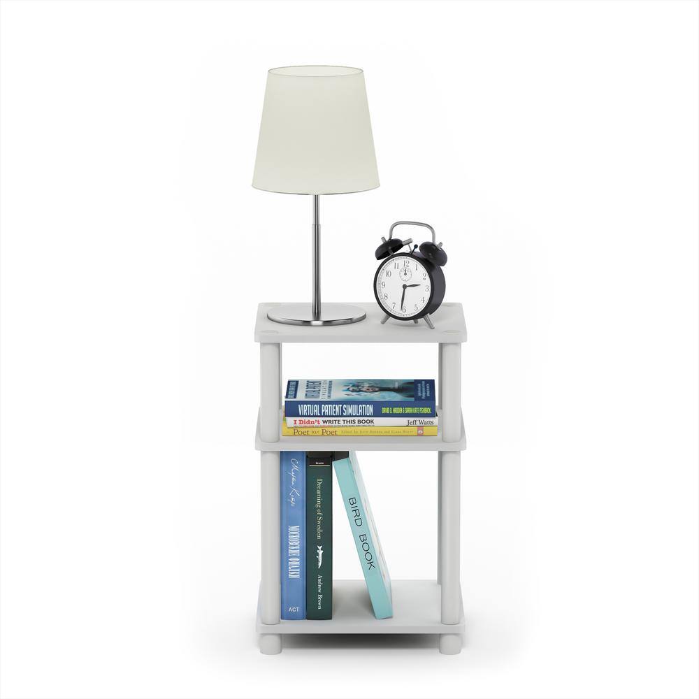 Modern Petite 3-Tier White Wood and Metal End Table
