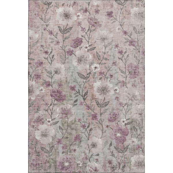 Mayfield Premium Machine Washable Abstract AMF2403 Blush 9 ft. x 12 ft. Area Rug