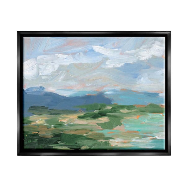 The Stupell Home Decor Collection Modern Brushed Cloudy Landscape Design by Ethan Harper Floater Framed Nature Art Print 21 in. x 17 in.