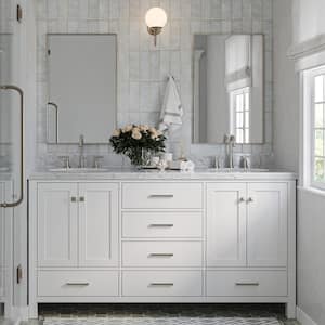 Cambridge 66 in. W x 21.5 in. D x 34.5 in. H Double Freestanding Bath Vanity Cabinet without Top in White