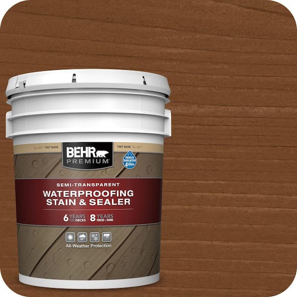 5 gal. #ST-115 Antique Brass Semi-Transparent Waterproofing Exterior Wood Stain and Sealer