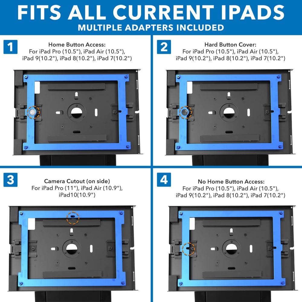 Black Anti-Theft Locking Tablet Kiosk Stand for iPad
