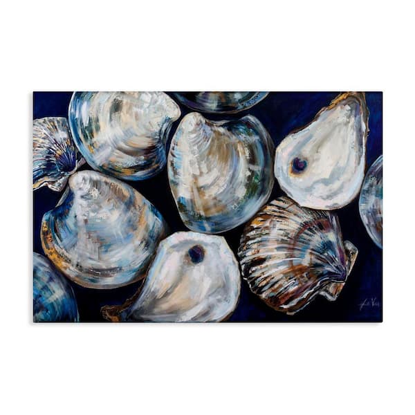 Seashell Shore Finds by Jeanette Vertentes Unframed Coastal Graphic Art Print 30 in. x 45 in.