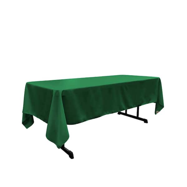 LA Linen Polyester Poplin 60 in. x 126 in. Emerald Green Rectangular Tablecloth