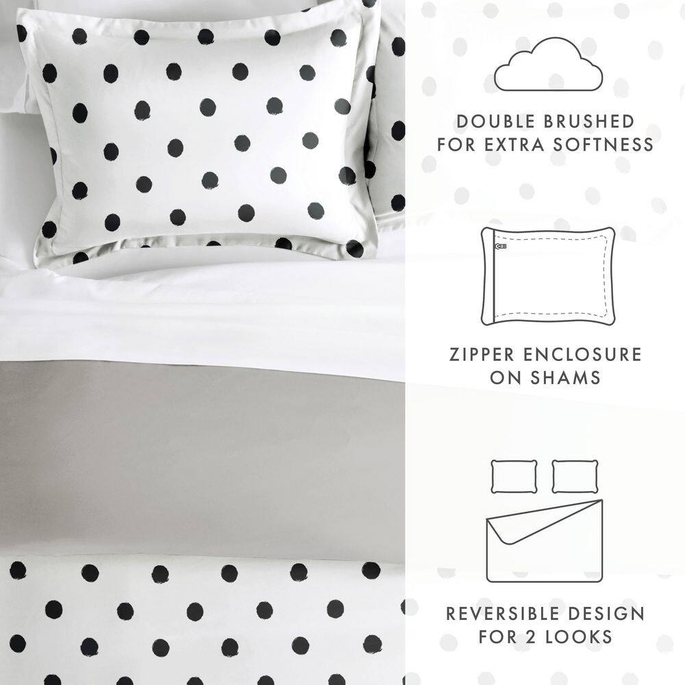 Light Gray and White Polkadot Twin Duvet Cover Set