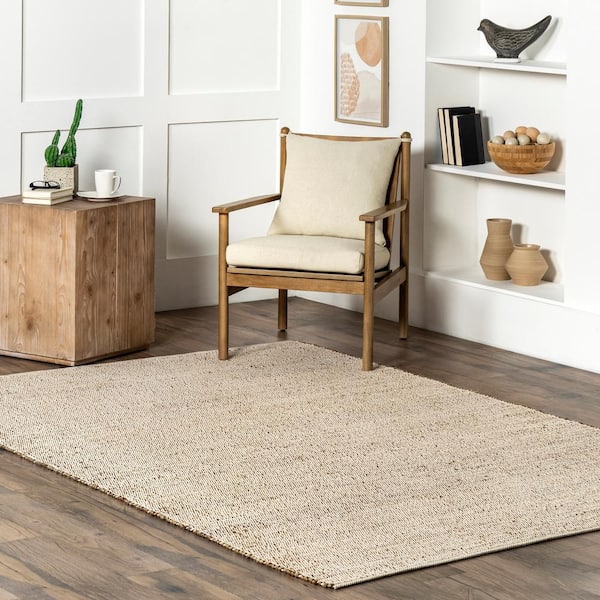 Elfriede Solid Jute Tan Doormat 3 ft. x 5 ft. Area Rug