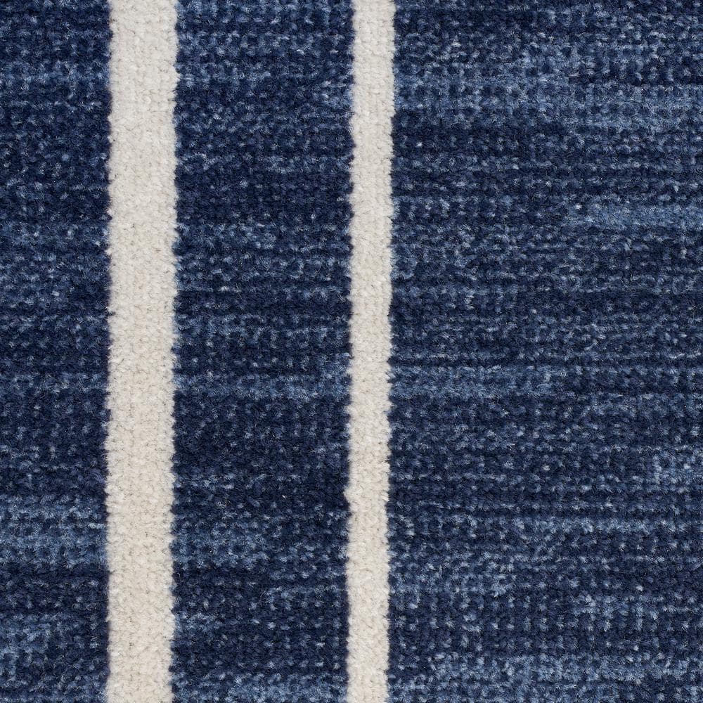 Navy and Ivory 10' x 14' Synthetic Rectangular Rug