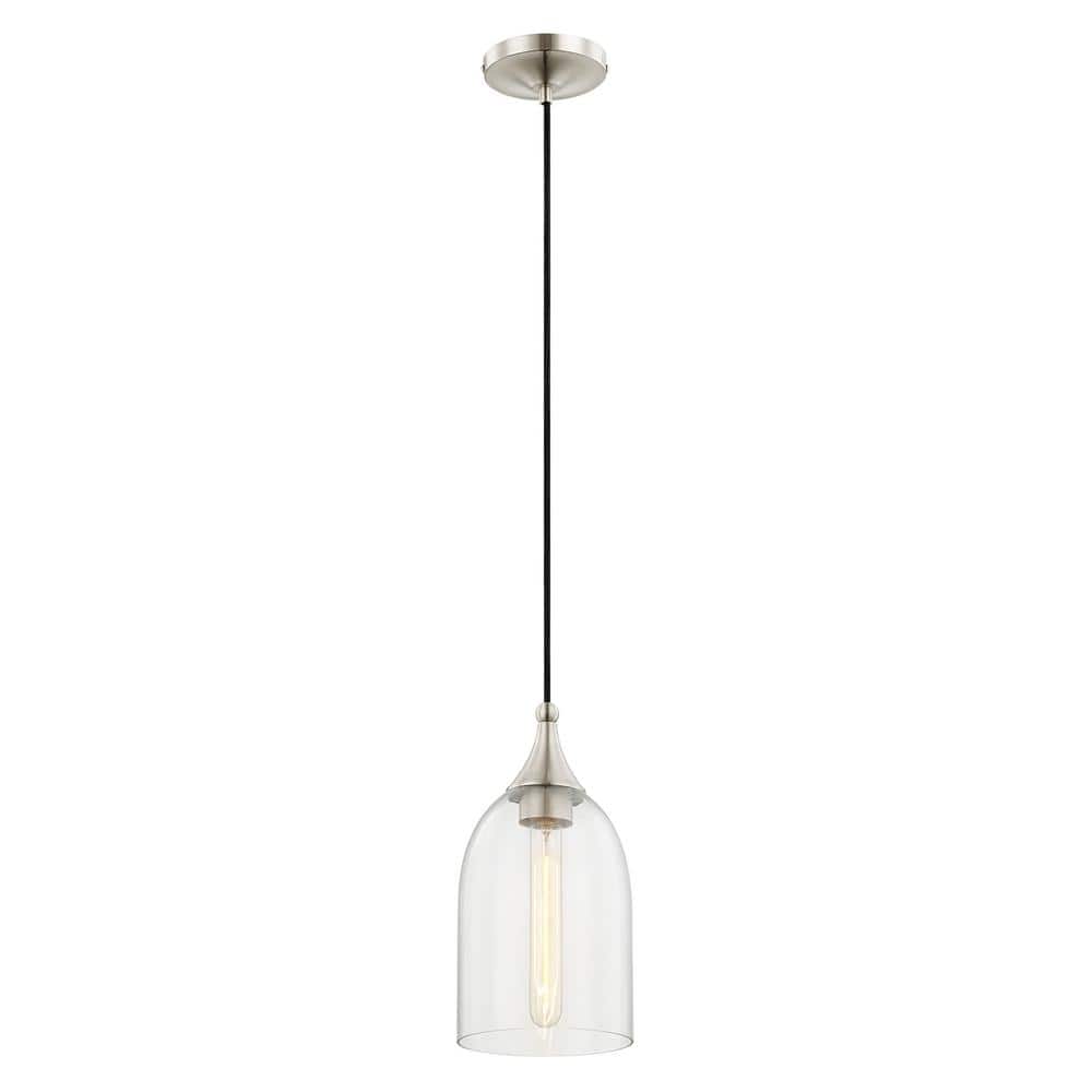 Coastal Brushed Nickel Mini Pendant with Clear Glass Shade