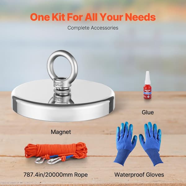 500 Lbs Pull Force Fishing Magnet Kit – Super Strong Neodymium Magnet With Rope For Treasure Hunting