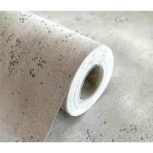 Gray White Concrete Non-Woven Removable Wallpaper Roll