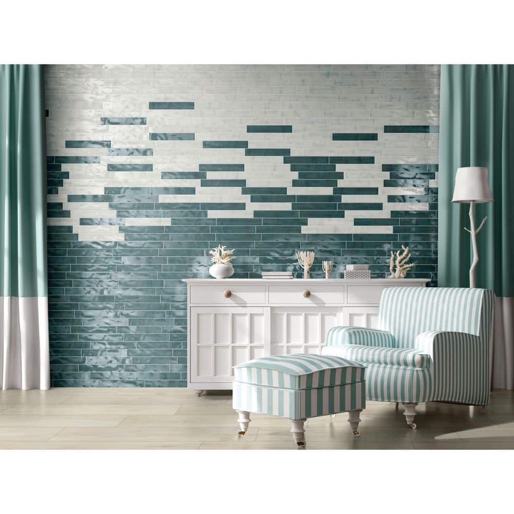 Jai Dark Teal Glazed Porcelain Subway Tile 3" x 15"