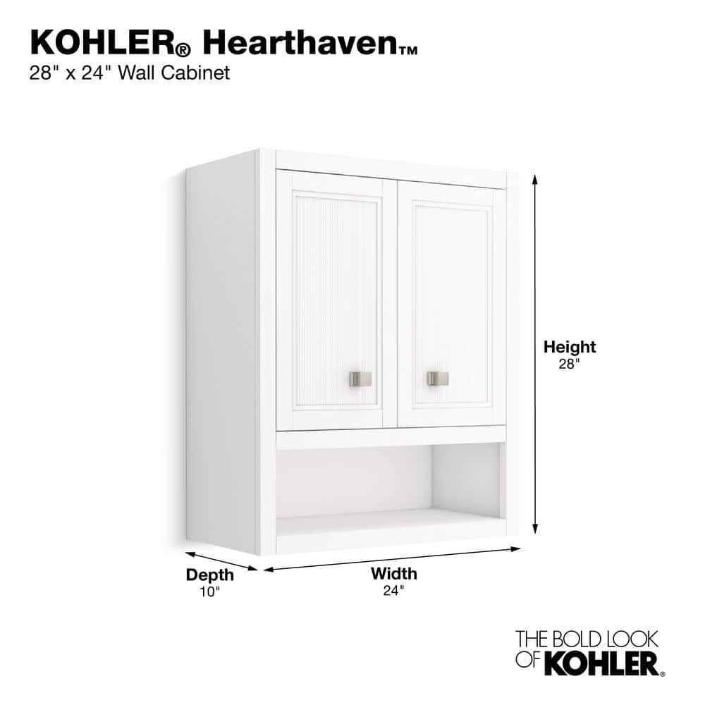 Hearthaven 24" White MDF Wall Cabinet with Nickel Hardware