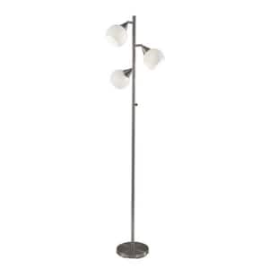 71 in. Silver 3 Light 1-Way (On/Off) Tree Floor Lamp for Liviing Room with Plastic Lantern Shade