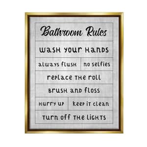 Bathroom Rules Checklist Design By CAD Designs Floater Framed Typography Art Print 21 in. x 17 in.