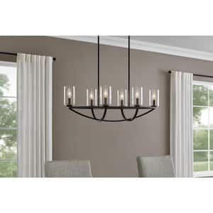 Moritz 6-Light Matte Black Candlestick Pendant with Clear Glass Shades