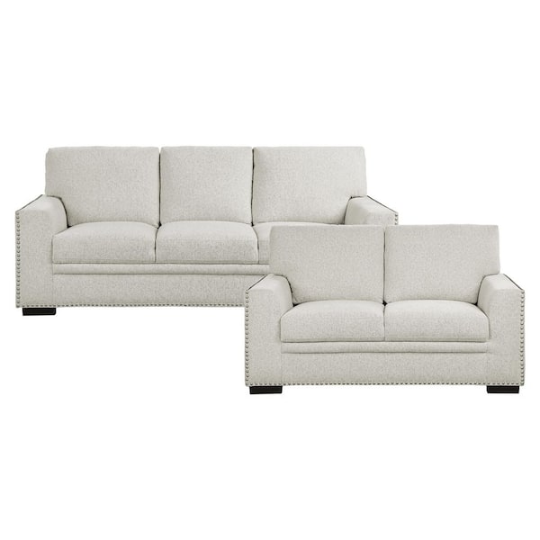 EVERGLADE HOME Driggs 146 in. W Square Arm Chenille Rectangle Sofa in Beige with 5-Seats