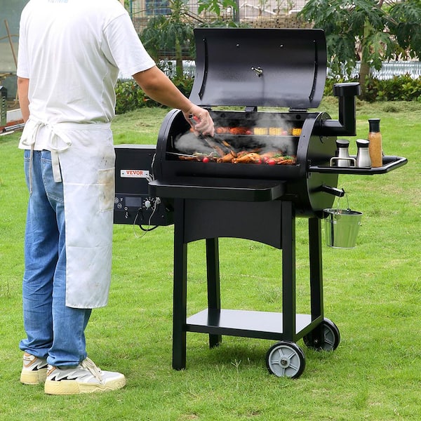 VEVOR Pellet Smoker sq. in. Portable Wood Pellet Grill with Cart 8-in-1 BBQ Grill, Black W45015160500FOCNCV1 - The Home Depot