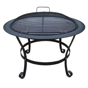 30 in. Round Fire Pit with Grill and Spark Guard Screen Lid