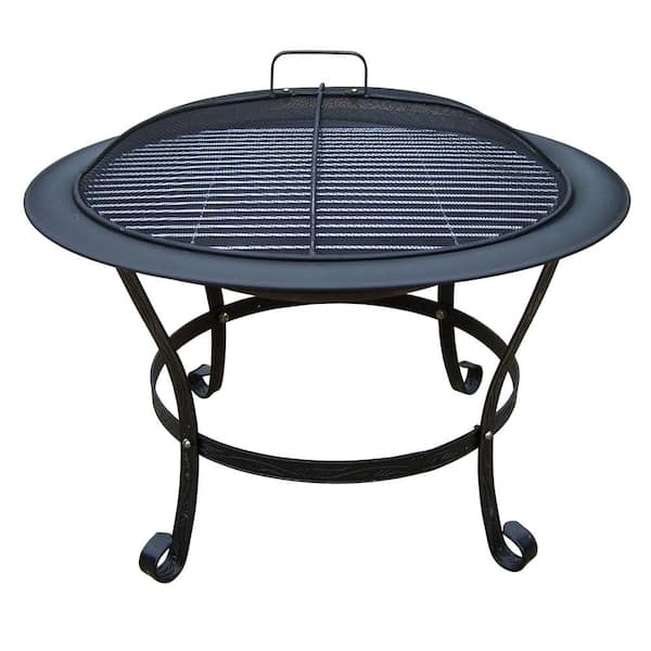30 In Round Fire Pit With Grill And, Round Fire Pit Screen