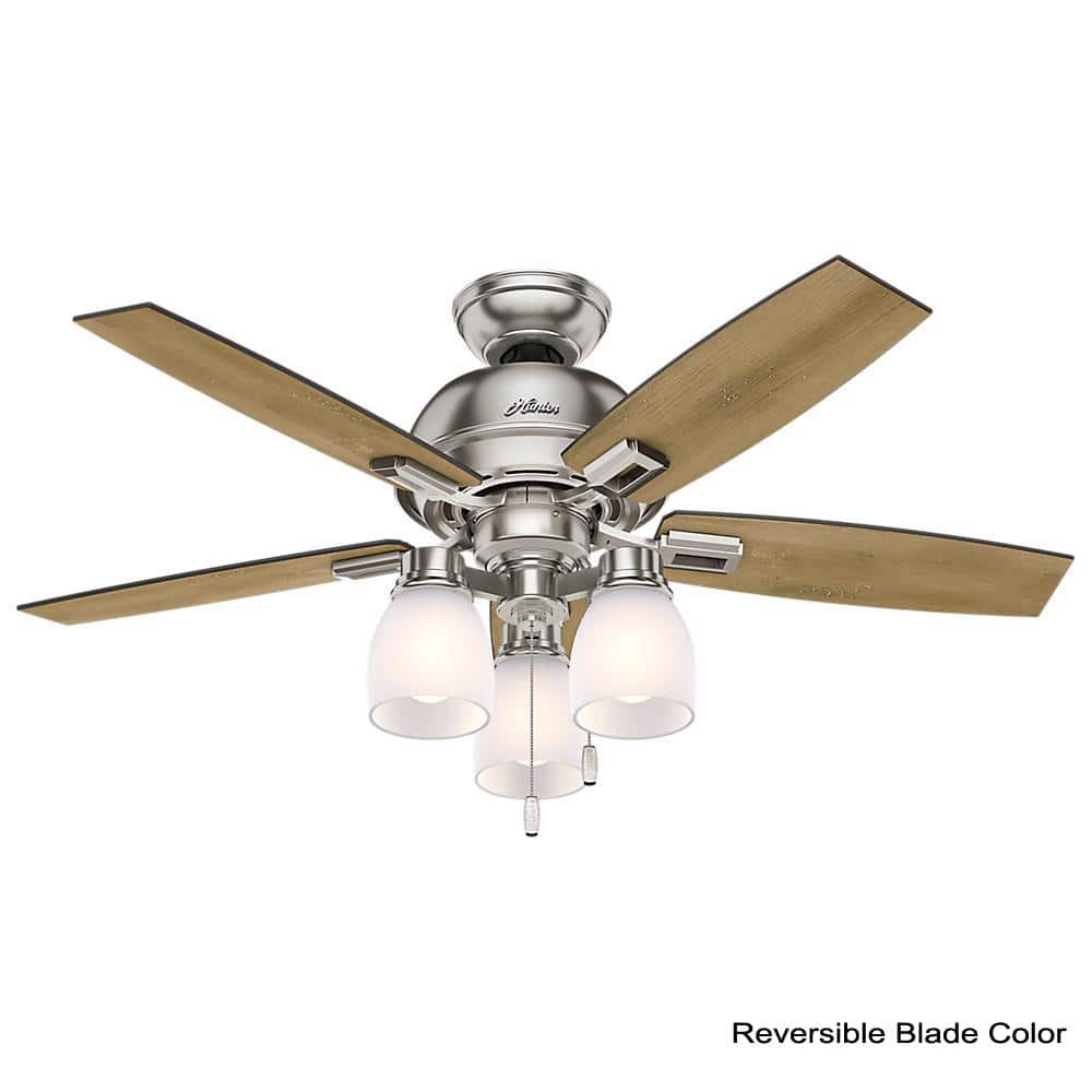 Donegan 44" Brushed Nickel Ceiling Fan with LED Light and Reversible Blades
