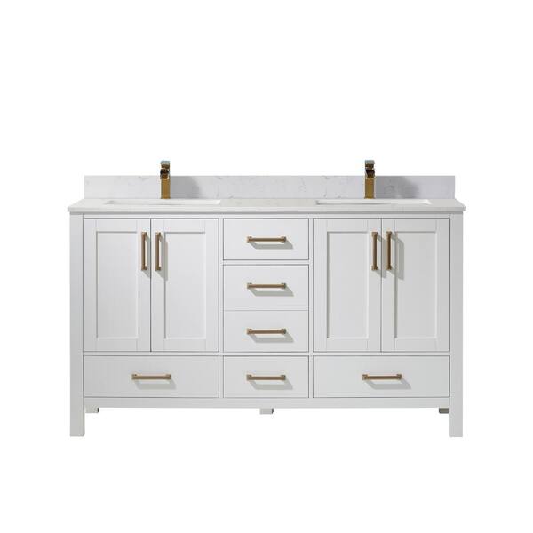 ROSWELL Shannon 60 in. Bath Vanity in White with Composite Vanity Top ...