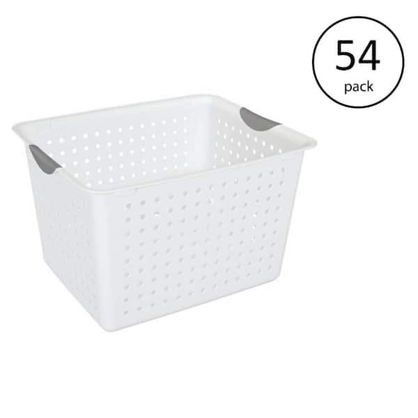 Sterilite Deep Ultra Plastic Storage Bin Organizer Basket, White (54-Pack)