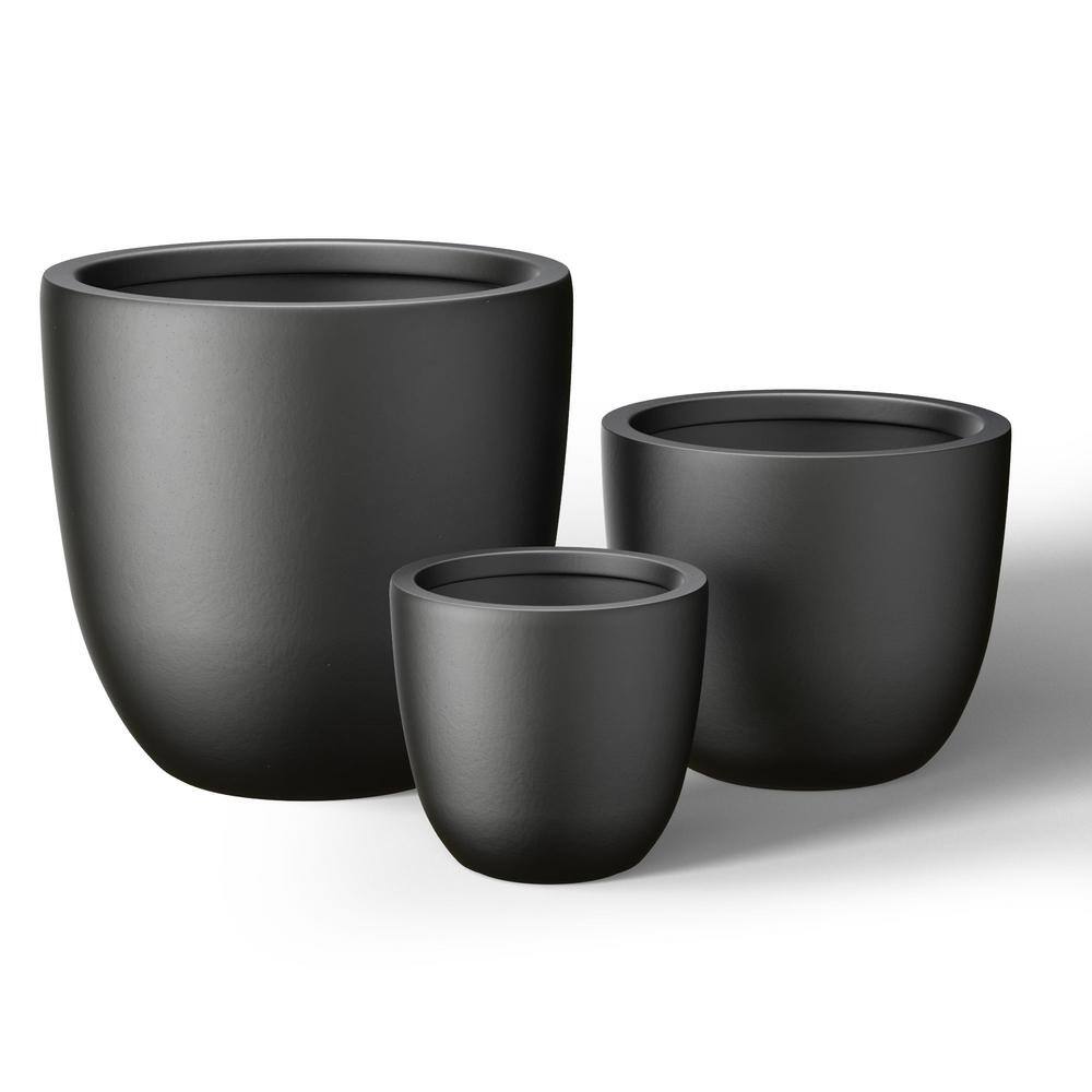 10, 14 in. 18 in. Dia Charcoal Black Large Tall Round Concrete Planter/Garden Plant Pot for Indoor and Outdoor(Set of 3) price history on PriceWatchPro