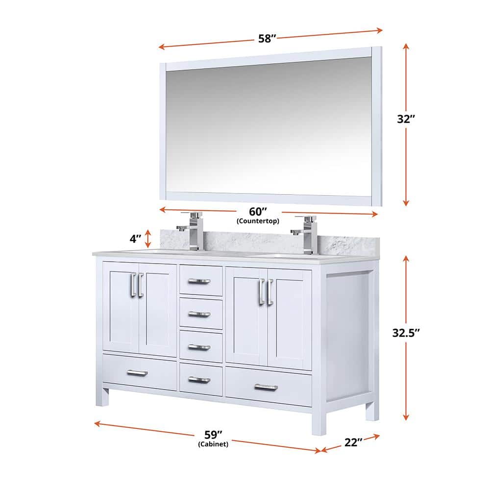 Jacques 60" White Double Freestanding Vanity Cabinet