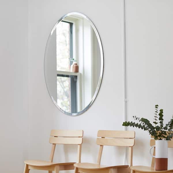 Better Bevel Frameless Round Mirror, 24 Diameter Circle Bathroom Wall  Mirror w/Beveled Edge