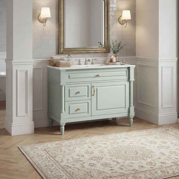 yummmy　36 Ximuprmy 36 in. Freestanding Green Solid Rubber Wood Bath Vanity