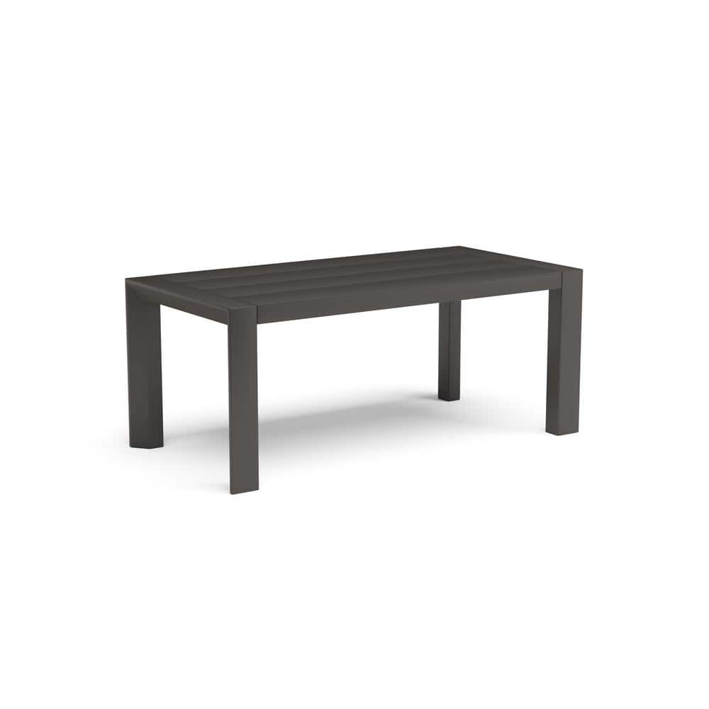 Gray 40" Aluminum Outdoor Coffee Table with Slatted Top