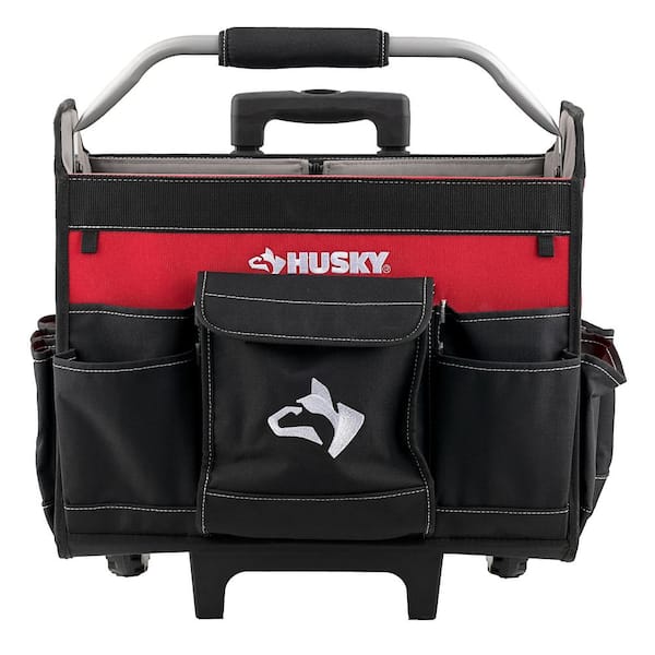 Husky 18 in. Rolling Open Tote Tool Bag with Extended Handle