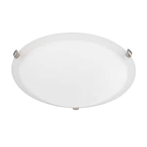 Alan 16 in. 3-Light Round Satin Multiple Finish Flush Mount Light with Soft White Glass Shade and No Bulbs Included
