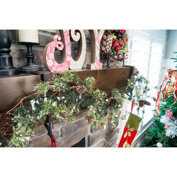 2-in-1 Fireplace Stocking & Garland Holder - No Drill Adjustable Metal Mantle Hooks For Christmas Decor