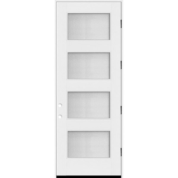 Palisade 36 in. x 96 in. 4L MicroGranite Impact Glass LHOS Unfinished Fiberglass Prehung Front Door with 4-9/16 Jamb