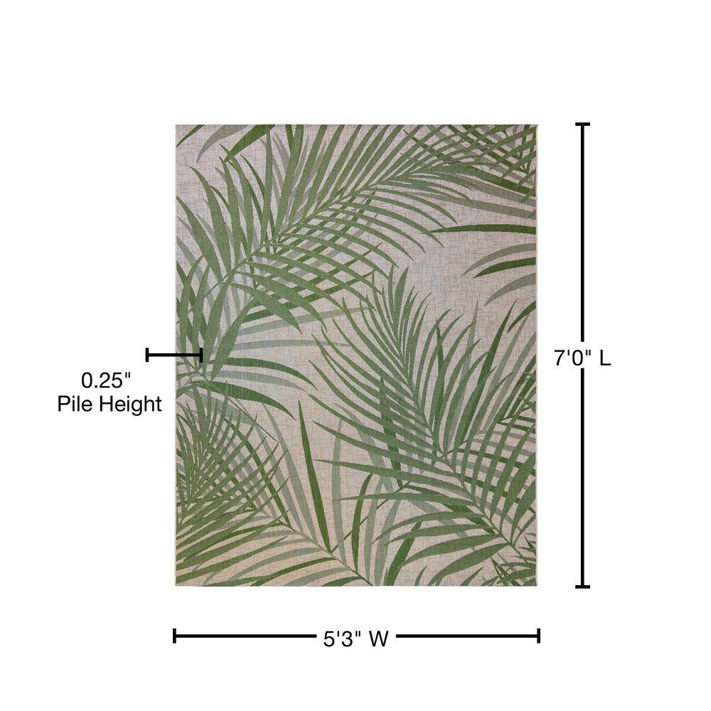 Sand & Palm 5' x 7' Reversible Synthetic Flatweave Outdoor Rug