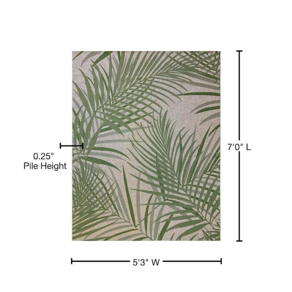 Gertmenian & Sons Paseo Paume Sand/Palm 5 ft. x 7 ft. Floral Indoor/Outdoor  Area Rug 19230 - The Home Depot