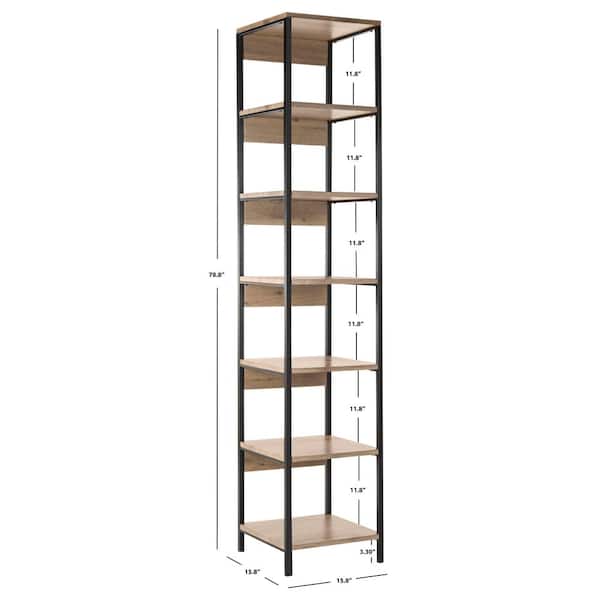 SAFAVIEH Lisa 78.8 in. Brown/Black Metal 6-shelf Bookcase FOX4275A