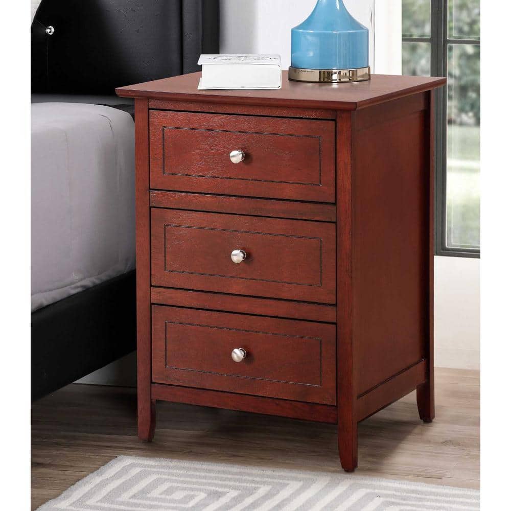 Daniel Cherry 3-Drawer Solid Wood Nightstand
