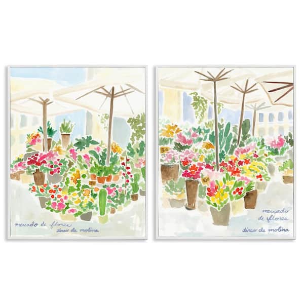 Stupell Industries Outdoor Gardens Patio by June Erica Vess 2 Pieces White Framed Nature Giclee Art Print 14 in. x 11 in.