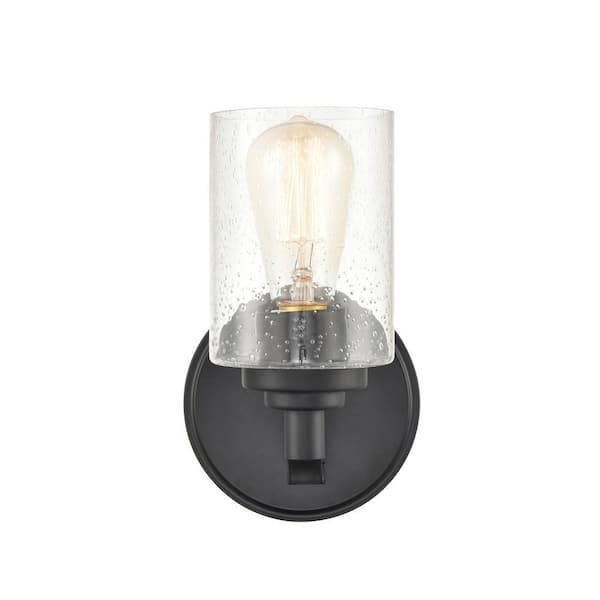 1-Light 4.375 in. Matte Black Wall Sconce