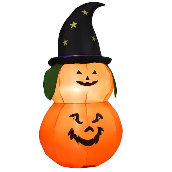 Gymax 5 ft. Halloween Inflatable Pumpkin Decoration with LED Light Witch  Hat GYM05826 - The Home Depot