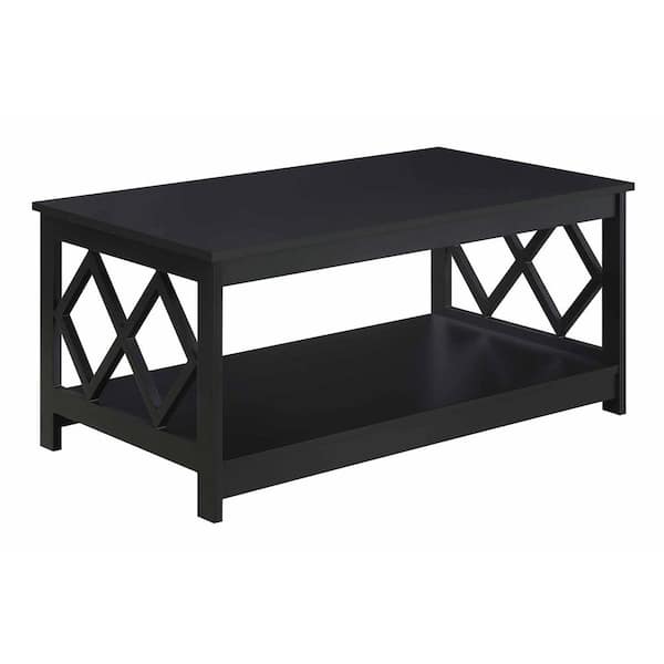 Convenience Concepts Diamond 18 in. Black Rectangle Wood Coffee Table